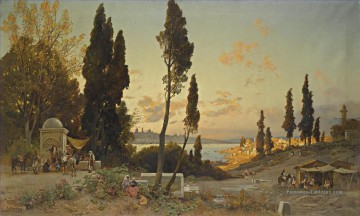 Hermann David Salomon Corrodi œuvres - Vista sul Bosforo Costantinopoli Hermann David Salomon Corrodi paysage orientaliste